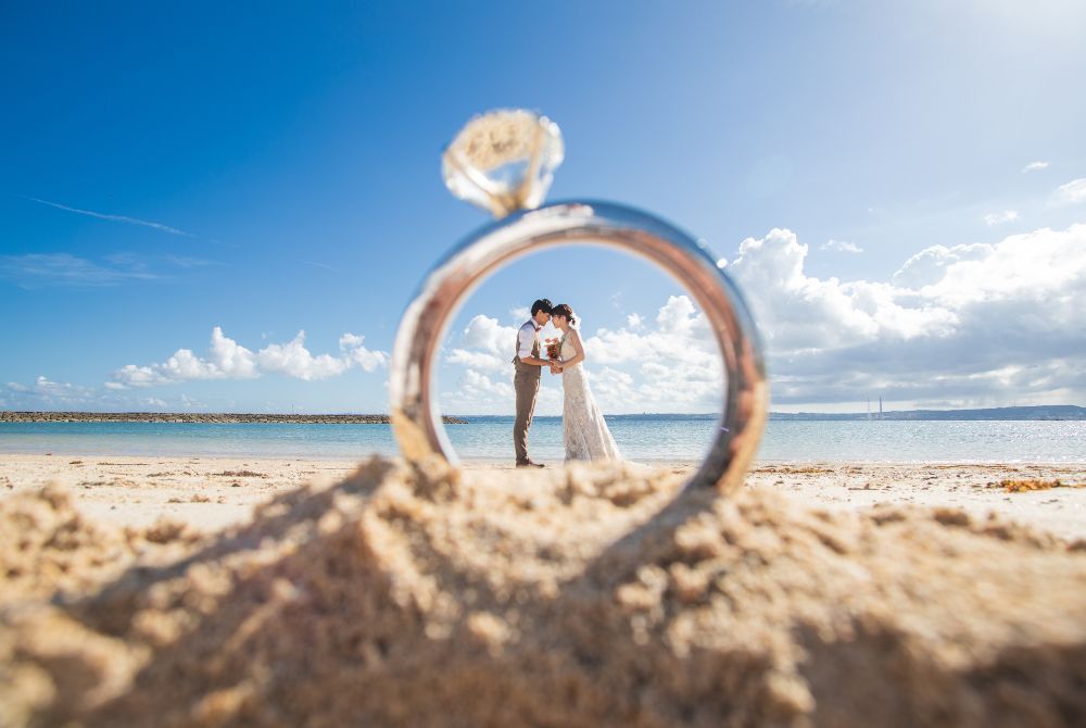 リングフレームに入っている夫婦