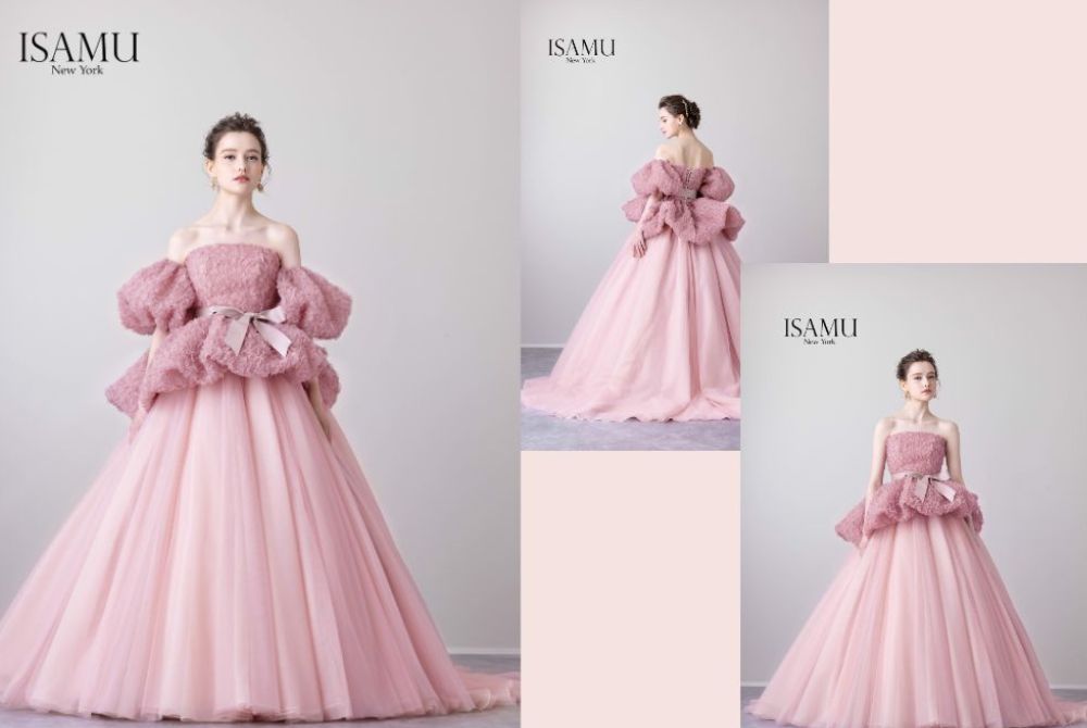 イサムモリタのウェディングドレス＿ピンク_DressNo119